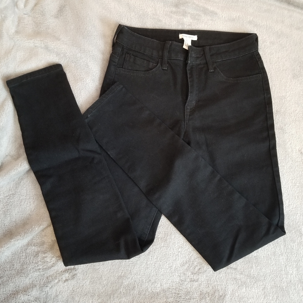 Black Skinny Jeans Mid Waist 26